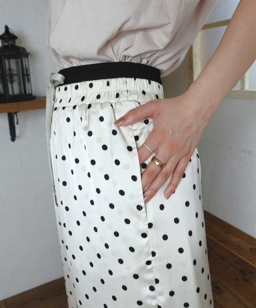 CORNERS by KR（コーナーズバイケーアール）の「【CORNERS by KR】ダブルウエストドットパンツ（スラックス・レディース・ブラック/アイボリー・FREE）」の9枚目の写真