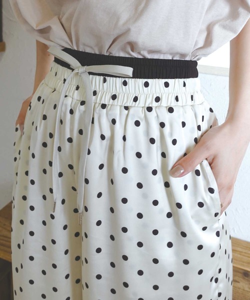 CORNERS by KR（コーナーズバイケーアール）の「【CORNERS by KR】ダブルウエストドットパンツ（スラックス・レディース・ブラック/アイボリー・FREE）」の10枚目の写真
