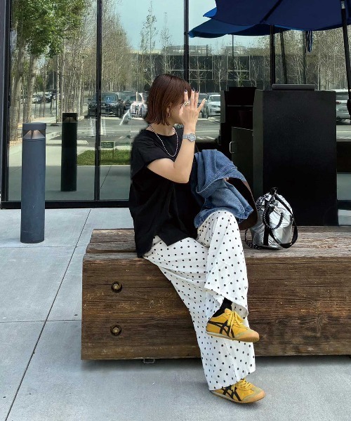 CORNERS by KR(コーナーズバイケーアール)の「【CORNERS by KR】ダブルウエストドットパンツ(スラックス・レディース・ブラック/アイボリー・FREE)」の11枚目の写真