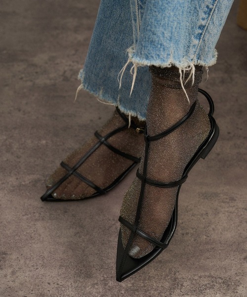 SALON adam et rope'（サロン アダム エ ロペ）の「シアーラメソックス（ソックス/靴下・レディース・ベージュ/その他1・FREE）」の2枚目の写真