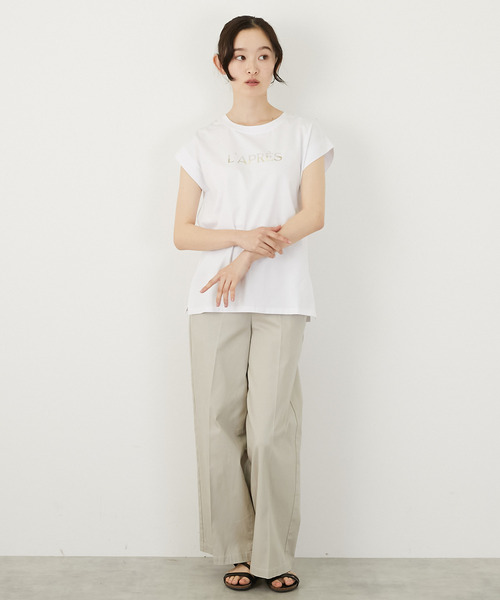 MELROSE claire(メルローズ クレール)の「ロゴノースリーブTシャツ(Tシャツ/カットソー・レディース・グレイッシュベージュ/ブラック/ホワイト・FREE)」の20枚目の写真