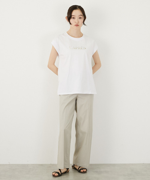 MELROSE claire(メルローズ クレール)の「ロゴノースリーブTシャツ(Tシャツ/カットソー・レディース・グレイッシュベージュ/ブラック/ホワイト・FREE)」の19枚目の写真