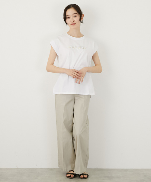 MELROSE claire(メルローズ クレール)の「ロゴノースリーブTシャツ(Tシャツ/カットソー・レディース・グレイッシュベージュ/ブラック/ホワイト・FREE)」の15枚目の写真