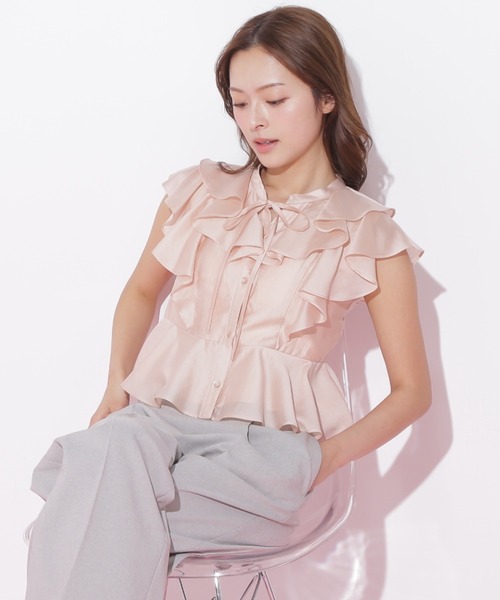 JILL by JILL STUART（ジルバイジルスチュアート）の「ペプラムラッフルブラウス（シャツ/ブラウス・レディース・ライトグリーン/ホワイト/ピンク・FREE）」の16枚目の写真