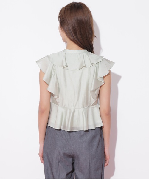 JILL by JILL STUART（ジルバイジルスチュアート）の「ペプラムラッフルブラウス（シャツ/ブラウス・レディース・ライトグリーン/ホワイト/ピンク・FREE）」の9枚目の写真