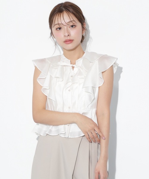 JILL by JILL STUART（ジルバイジルスチュアート）の「ペプラムラッフルブラウス（シャツ/ブラウス・レディース・ライトグリーン/ホワイト/ピンク・FREE）」の22枚目の写真