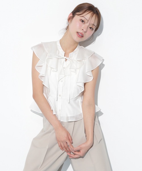 JILL by JILL STUART（ジルバイジルスチュアート）の「ペプラムラッフルブラウス（シャツ/ブラウス・レディース・ライトグリーン/ホワイト/ピンク・FREE）」の21枚目の写真