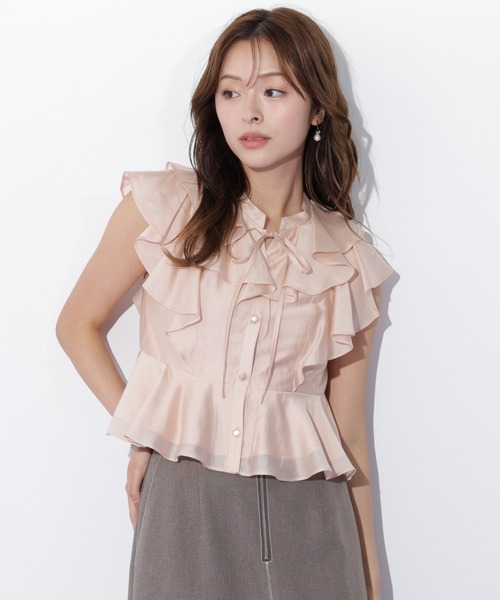 JILL by JILL STUART（ジルバイジルスチュアート）の「ペプラムラッフルブラウス（シャツ/ブラウス・レディース・ライトグリーン/ホワイト/ピンク・FREE）」の12枚目の写真