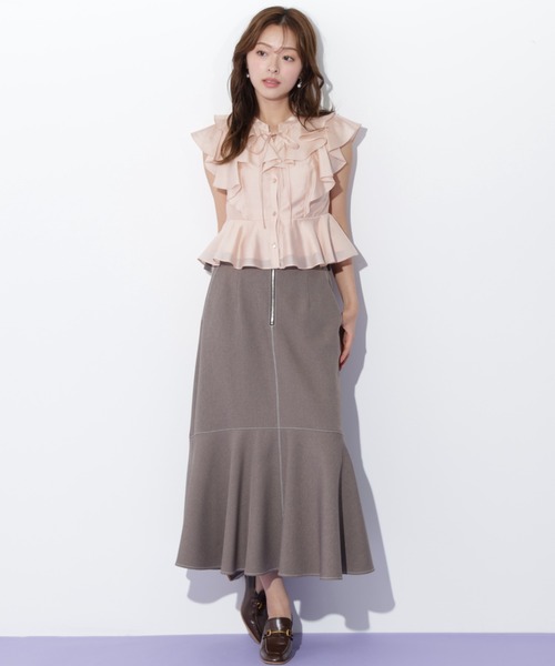 JILL by JILL STUART（ジルバイジルスチュアート）の「ペプラムラッフルブラウス（シャツ/ブラウス・レディース・ライトグリーン/ホワイト/ピンク・FREE）」の14枚目の写真