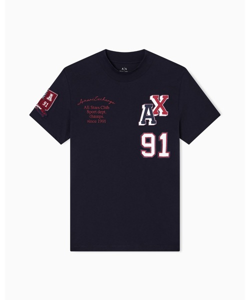 ARMANI EXCHANGE(アルマーニエクスチェンジ)の「【A|X アルマーニ エクスチェンジ】パッチデザイン 半袖クルーネックTシャツ/REGULAR(Tシャツ/カットソー・メンズ・ダークネイビー/オフホワイト・SMALL/XX-LARGE/X-SMALL/X-LARGE/MEDIUM/LARGE)」の4枚目の写真