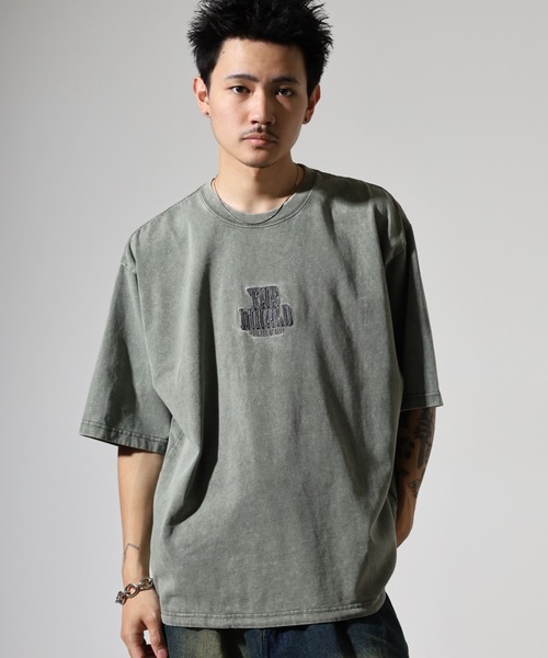 RE730(アールイーセブンサーティー)の「硫化染めマルチロゴTシャツ(Tシャツ/カットソー・メンズ・カーキ/ブラック・M/L)」の1枚目の写真