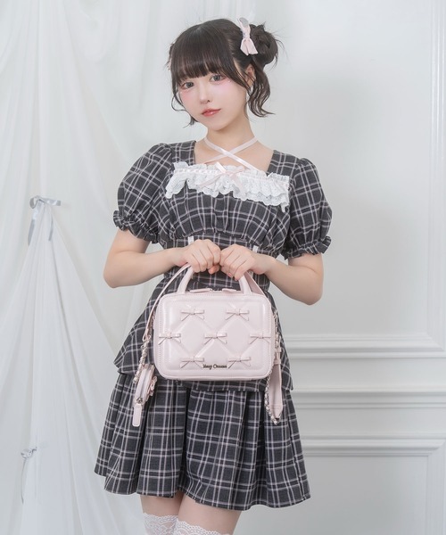 Honey Cinnamon(ハニーシナモン)の「プチリボンキルティングスクエアバッグ(ハンドバッグ・レディース・ピンク/アイボリー・FREE)」の11枚目の写真