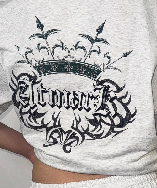 ATMARK（アットマーク）の「《2サイズ展開　/　UNISEX　》ATMARK トライバル クラウンロゴ Tee Tシャツ　セットアップ可能（Tシャツ/カットソー・レディース・ホワイト/チャコールグレー・MEDIUM/LARGE）」の14枚目の写真