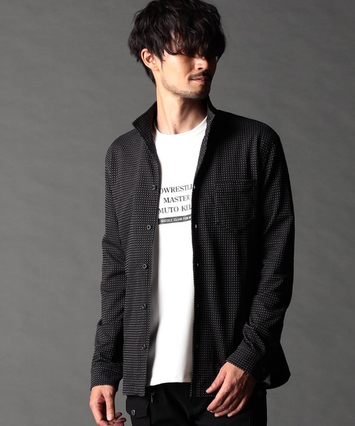 NICOLE CLUB FOR MEN(ニコルクラブフォーメン)の「ニットサッカーチェック・ジオメトリック アラカルトシャツ(シャツ/ブラウス・メンズ・ホワイト系1/ホワイト系2/ブラック系1/ブラック系2/ネイビー系・MEDIUM/LARGE/X-LARGE)」の3枚目の写真