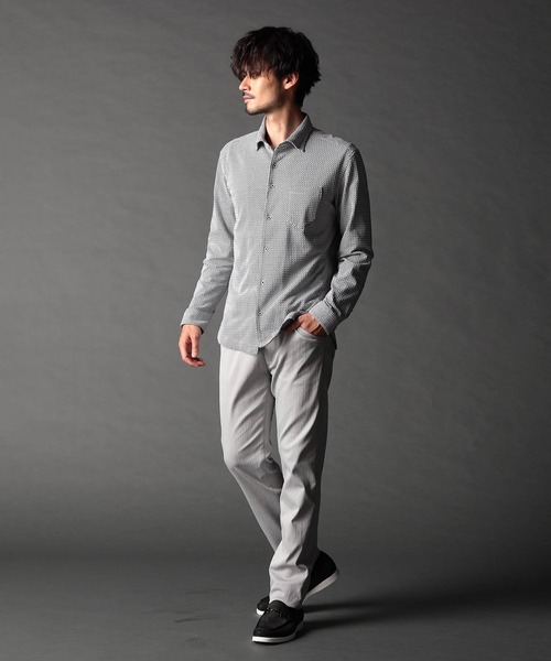 NICOLE CLUB FOR MEN(ニコルクラブフォーメン)の「ニットサッカーチェック・ジオメトリック アラカルトシャツ(シャツ/ブラウス・メンズ・ホワイト系1/ホワイト系2/ブラック系1/ブラック系2/ネイビー系・MEDIUM/LARGE/X-LARGE)」の15枚目の写真