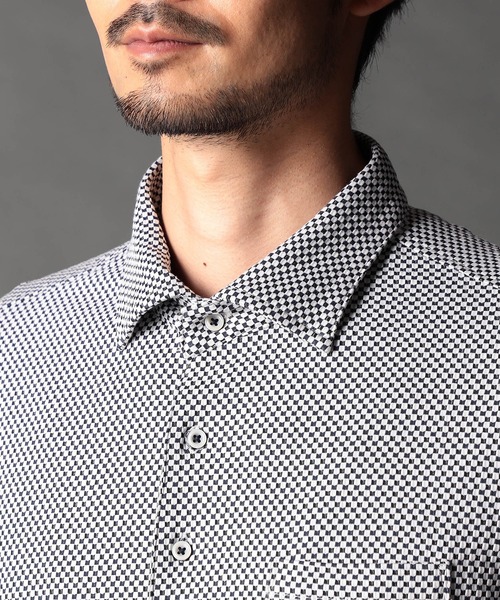 NICOLE CLUB FOR MEN(ニコルクラブフォーメン)の「ニットサッカーチェック・ジオメトリック アラカルトシャツ(シャツ/ブラウス・メンズ・ホワイト系1/ホワイト系2/ブラック系1/ブラック系2/ネイビー系・MEDIUM/LARGE/X-LARGE)」の19枚目の写真