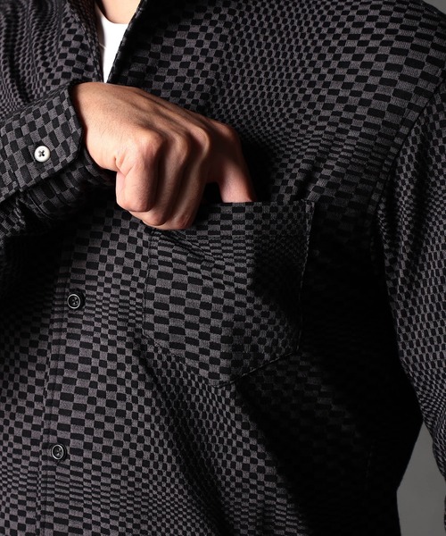 NICOLE CLUB FOR MEN(ニコルクラブフォーメン)の「ニットサッカーチェック・ジオメトリック アラカルトシャツ(シャツ/ブラウス・メンズ・ホワイト系1/ホワイト系2/ブラック系1/ブラック系2/ネイビー系・MEDIUM/LARGE/X-LARGE)」の20枚目の写真