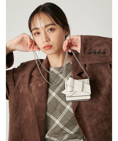 FRAY I.D（フレイアイディー）の「【ルエル】2wayミニリボンウォレット（財布・レディース・ホワイト/キャメル/ブルー・F）」の2枚目の写真