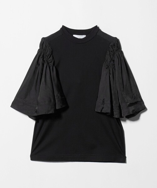 TOGA PULLA（トーガ　プルラ）の「＜TOGA PULLA＞ギャザー スリーブ ドッキング Tシャツ（Tシャツ/カットソー・レディース・ブラック/ホワイト・36）」の2枚目の写真