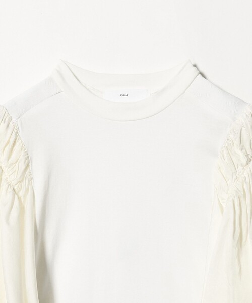 TOGA PULLA（トーガ　プルラ）の「＜TOGA PULLA＞ギャザー スリーブ ドッキング Tシャツ（Tシャツ/カットソー・レディース・ブラック/ホワイト・36）」の4枚目の写真