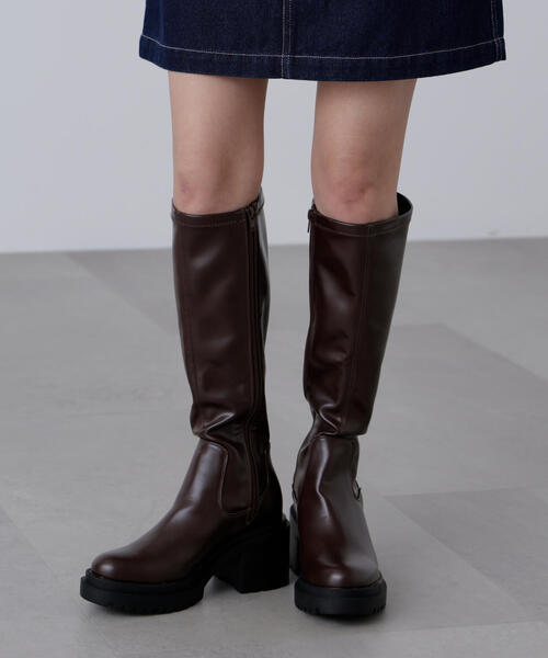 FREE'S MART(フリーズマート)の「◆ストレッチヒールブーツ(ブーツ・レディース・ブラウン/ブラック・MEDIUM/LARGE)」の2枚目の写真