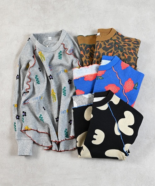 MARKEY'S（マーキーズ）の「総柄ワッフルメローカットソー（Tシャツ/カットソー・キッズ・レッド系その他/ブラウン系その他/杢グレー/ブラック系その他・150/140/130/120/110/100/90/80）」の11枚目の写真