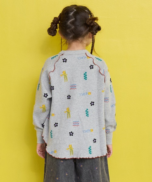 MARKEY'S（マーキーズ）の「総柄ワッフルメローカットソー（Tシャツ/カットソー・キッズ・レッド系その他/ブラウン系その他/杢グレー/ブラック系その他・150/140/130/120/110/100/90/80）」の14枚目の写真