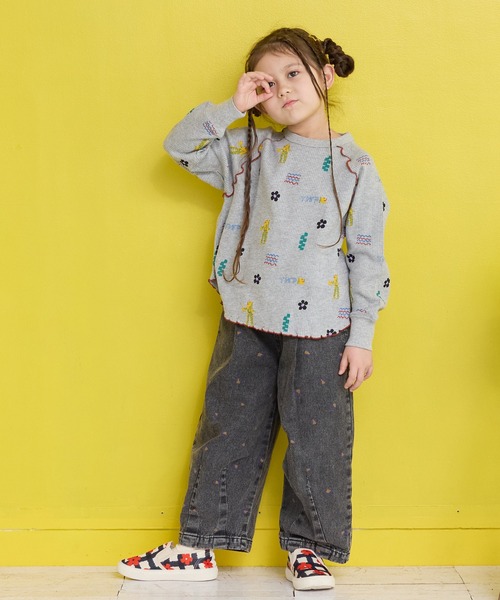 MARKEY'S（マーキーズ）の「総柄ワッフルメローカットソー（Tシャツ/カットソー・キッズ・レッド系その他/ブラウン系その他/杢グレー/ブラック系その他・150/140/130/120/110/100/90/80）」の16枚目の写真