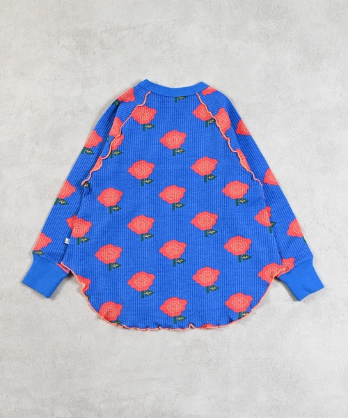 MARKEY'S（マーキーズ）の「総柄ワッフルメローカットソー（Tシャツ/カットソー・キッズ・レッド系その他/ブラウン系その他/杢グレー/ブラック系その他・150/140/130/120/110/100/90/80）」の6枚目の写真