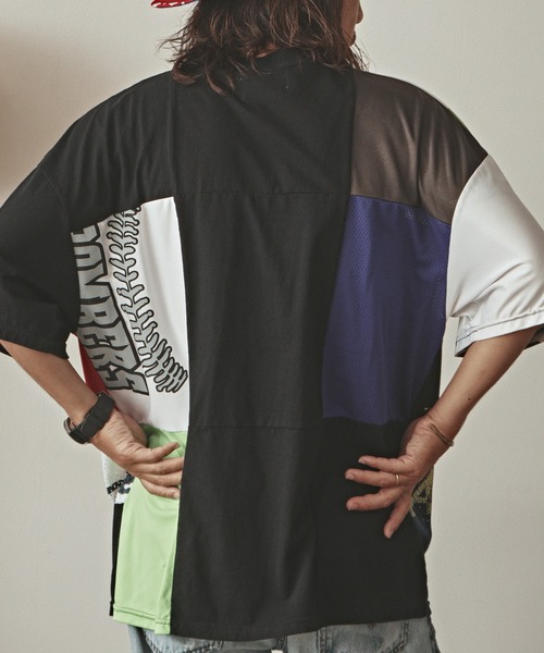ALL RUNS(オールランズ)の「Mix game shirt SS tee Tシャツ(Tシャツ/カットソー・メンズ・ブラック系3/ホワイト系2/ホワイト系3/ホワイト系5/ブラック系4/ブラック系5/ホワイト系1/ブラック系2/ブラック系1/ホワイト系4・FREE)」の6枚目の写真