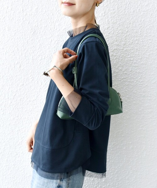 SHIPS(シップス)の「【WEB限定】チュール コンビ ラウンド カットソー(Tシャツ/カットソー・レディース・ブラウン/ネイビー/オフホワイト・ONE SIZE)」の13枚目の写真