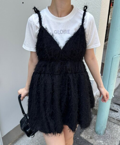 continuer de NICE CLAUP(コンティニューデナイスクラップ)の「もしゃもしゃキャミ(シャツ/ブラウス・レディース・ブラック/アイボリー/ライトブルーグレー・FREE)」の22枚目の写真