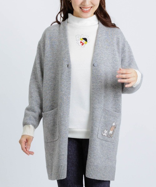 STUDIO PICONE(スタジオピッコーネ)の「ウール100%チュニック丈カーディガン(カーディガン/ボレロ・レディース・キャメル/ライトグレー/ネイビー・M/L)」の2枚目の写真