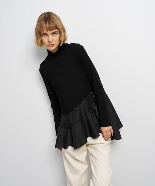 LANVIN en Bleu(ランバンオンブルー)の「アシンメトリーヘムタートル(Tシャツ/カットソー・レディース・ブラック/オフホワイト・38)」の15枚目の写真