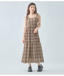 チェックリボンワンピース