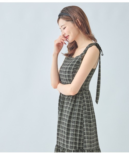 PEACH JOHN（ピーチジョン）の「チェックリボンワンピース（ワンピース・レディース・ブラック/ブラウン・ONE SIZE）」の5枚目の写真