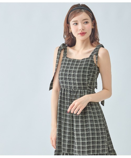 PEACH JOHN（ピーチジョン）の「チェックリボンワンピース（ワンピース・レディース・ブラック/ブラウン・ONE SIZE）」の6枚目の写真