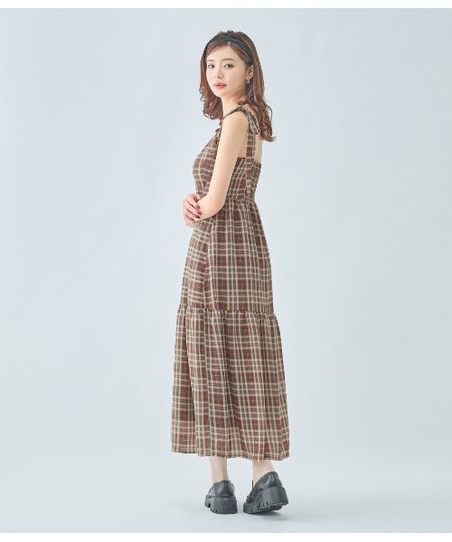 PEACH JOHN（ピーチジョン）の「チェックリボンワンピース（ワンピース・レディース・ブラック/ブラウン・ONE SIZE）」の7枚目の写真