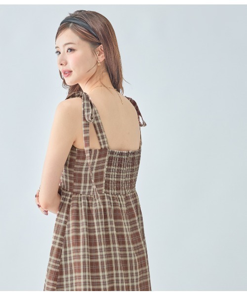 PEACH JOHN（ピーチジョン）の「チェックリボンワンピース（ワンピース・レディース・ブラック/ブラウン・ONE SIZE）」の8枚目の写真