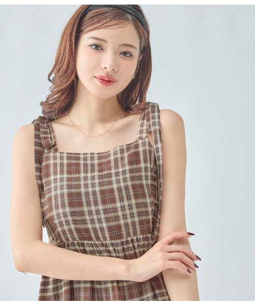PEACH JOHN（ピーチジョン）の「チェックリボンワンピース（ワンピース・レディース・ブラック/ブラウン・ONE SIZE）」の10枚目の写真