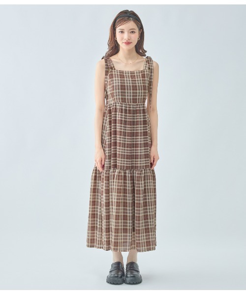 PEACH JOHN（ピーチジョン）の「チェックリボンワンピース（ワンピース・レディース・ブラック/ブラウン・ONE SIZE）」の11枚目の写真