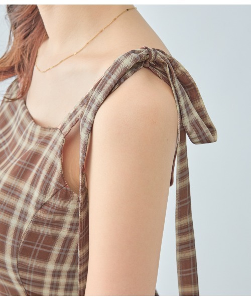 PEACH JOHN（ピーチジョン）の「チェックリボンワンピース（ワンピース・レディース・ブラック/ブラウン・ONE SIZE）」の16枚目の写真