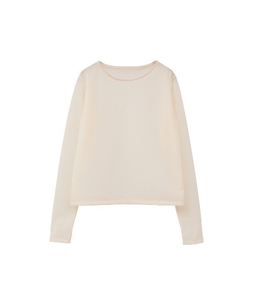 MANOF(マノフ)の「SHEER VELOR PIPING TOPS(Tシャツ/カットソー・レディース・アイボリー/ブラック/ピンク・FREE)」の10枚目の写真