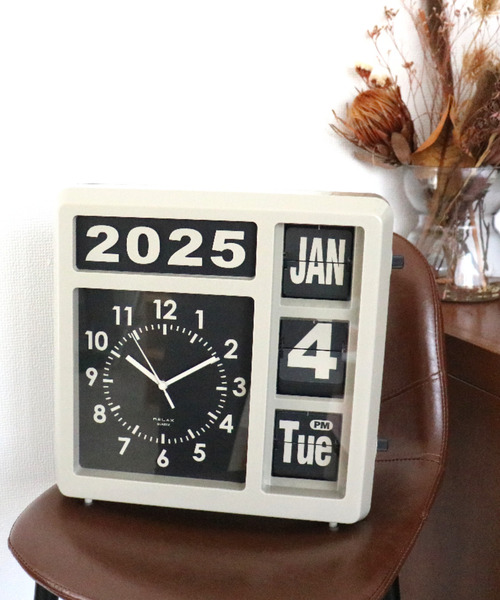 RELAX（リラックス）の「〈RELAX/リラックス〉フリップカレンダークロック（置時計・メンズ・グレー/ブラック・ONE SIZE）」の12枚目の写真