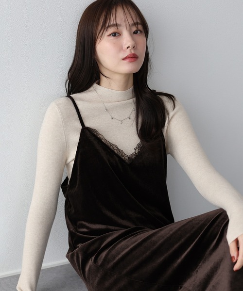 セール】レース付ベロアキャミワンピース（ワンピース）｜BLUEEAST