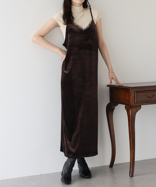 レース付ベロアキャミワンピース（ワンピース）｜BLUEEAST（ブルー
