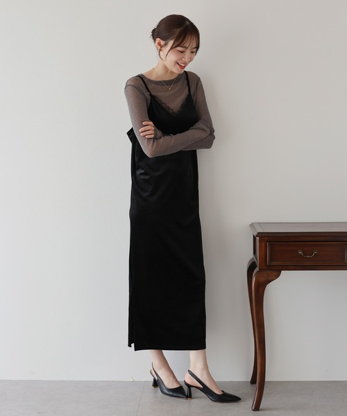 BLUEEAST(ブルーイースト)の「レース付ベロアキャミワンピース(ワンピース・レディース・ブラック/ブラウン・MEDIUM)」の16枚目の写真