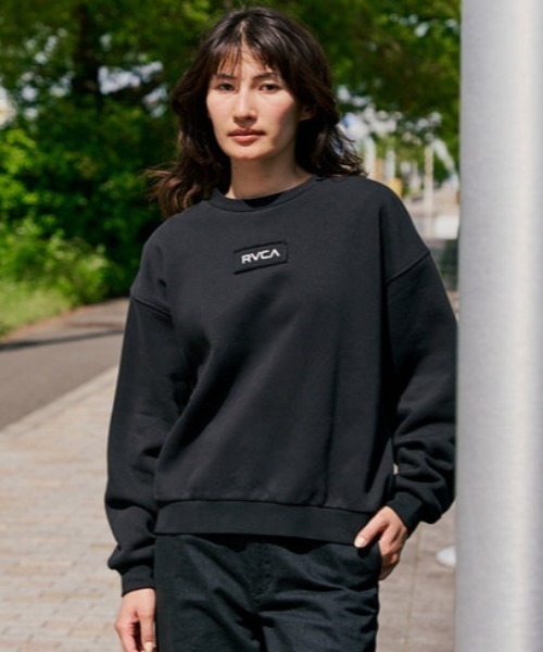 ReoNa スウェット黒 10.0オンス ラグランスリーブ クルーネック スウェット（裏パイル