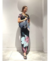水彩 フローラル ミディドレス 結婚式 二次会 フォーマル