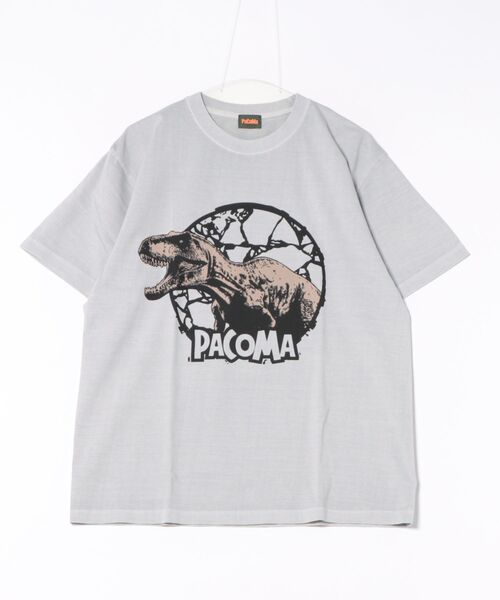 B.I.D.(ビーアイディー)の「《PaCoMa/パコマ》Tyranno saurus TEE (ADULT)(Tシャツ/カットソー・メンズ・ライトグレー/サックスブルー/スミクロ/オフホワイト・LARGE)」の1枚目の写真